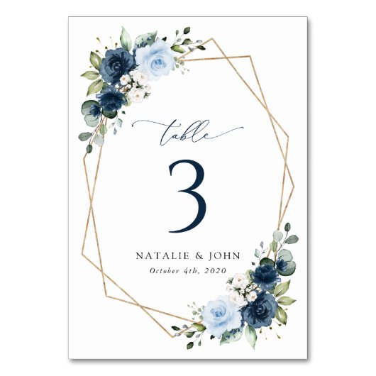 Numéro De Table Fleurs marines, Fleurs bleues, Numéros de tableau (Par défaut)
