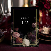 Numéro De Table Fleurs noires élégantes Mariage noir