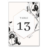Numéro De Table Fleurs noires et blanches Mariage à cadre géométri (Par défaut)
