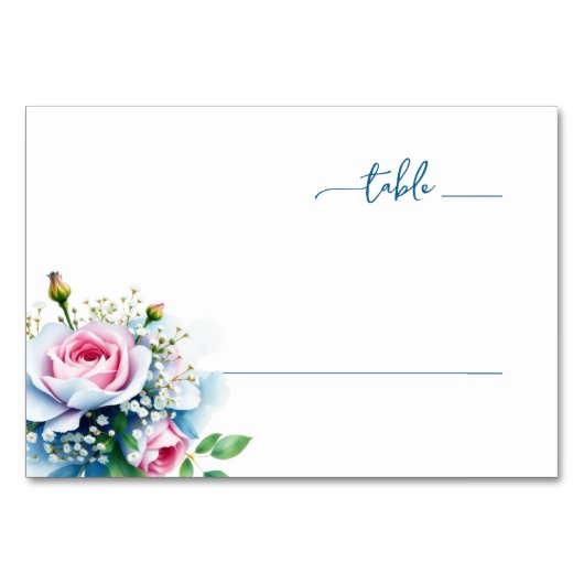 Numéro De Table Fleurs Pastel Romantiques Aquarelle (Devant)