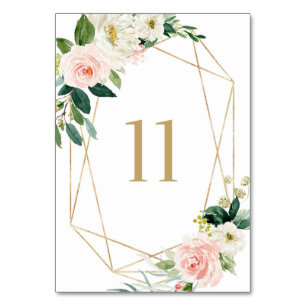 Numéro De Table Fleurs printanières de l'aquarelle géométrique Tab