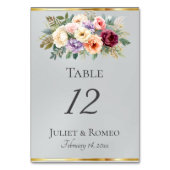 Numéro De Table Fleurs printanières & Ruban - Argent (Dos)