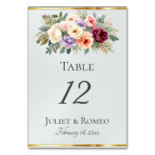 Numéro De Table Fleurs printanières & Ruban - Blanc Perle (Dos)