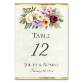 Numéro De Table Fleurs printanières & Ruban - Crème (Dos)