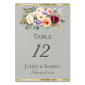 Numéro De Table Fleurs printanières & Ruban - Sauge (Dos)
