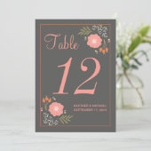 Numéro de table Fleurs Rétro Rustique (Debout devant)