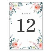 Numéro De Table Fleurs romantiques Blush rose et blanc Floral (Dos)
