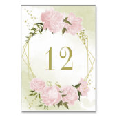 Numéro De Table Fleurs romantiques roses verdure or géométrique (Dos)