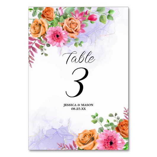 Numéro De Table Fleurs roses (Par défaut)