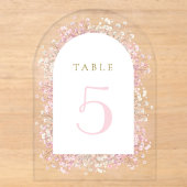 numéro de table fleurs roses aquarelle blanche (Recto)