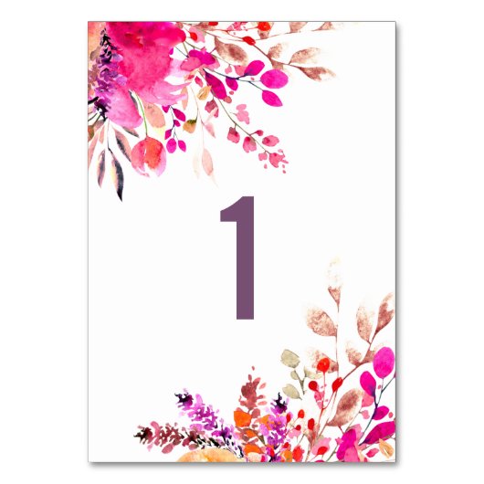 Numéro De Table Fleurs roses aquarelles. Onglet mariage fleuri du  (Dos)