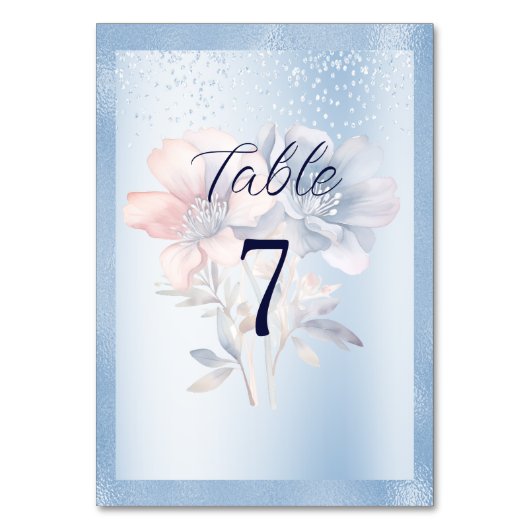 Numéro De Table Fleurs roses bleues Numéro de tableau (Par défaut)