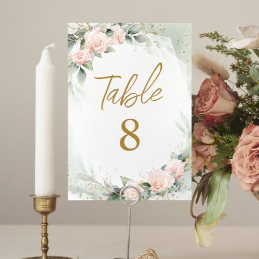 Numéro De Table Fleurs roses douces féministes Numéros de tableau 