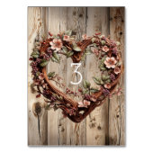 Numéro De Table Fleurs roses en bois rustique Twig Heart Wreath (Dos)
