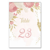 Numéro De Table fleurs roses et blanches or mariage botanique (Dos)