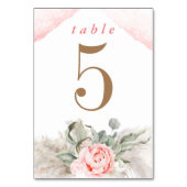 Numéro De Table Fleurs roses et Pampas Grass élégant (Dos)
