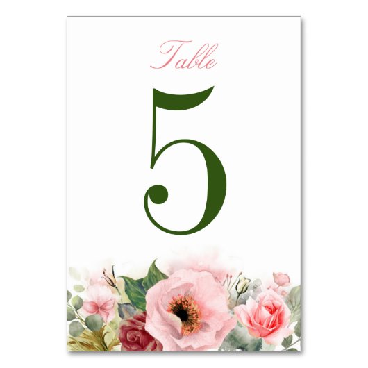 Numéro De Table Fleurs roses et verdure (Par défaut)