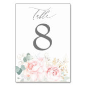 Numéro De Table Fleurs roses et verdure or Mariage élégant (Par défaut)