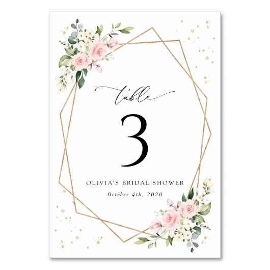 Numéro De Table Fleurs roses, Fleurs blanches, Boho, Numéros de ta (Dos)