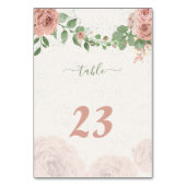 Numéro De Table fleurs roses rousses verdure botanique (Dos)