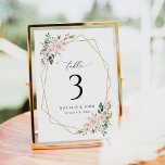 Numéro De Table Fleurs Rouges, Fleurs Roses, Verdure, Mariage<br><div class="desc">Ajoutez une touche personnelle à votre fête mariage avec ces objets de fête élégants et mémorables ! Le design présente des fleurs d'aquarelle rose vif,  de la verdure et un cadre doré sur un arrière - plan blanc.</div>