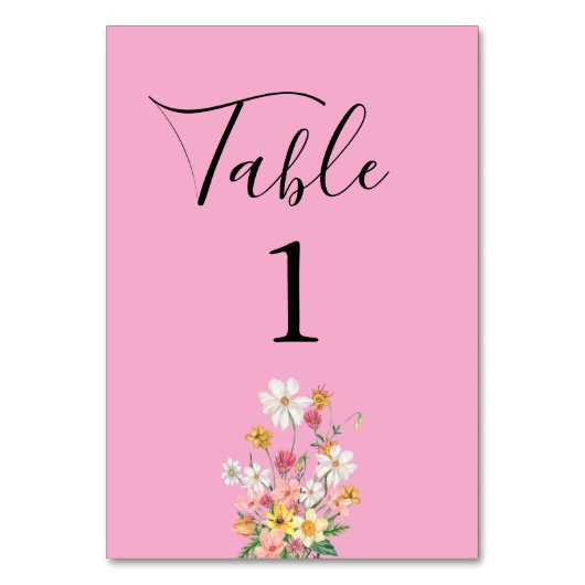 Numéro De Table Fleurs Sauvages Anniversaire Rose (Par défaut)
