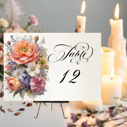 Numéro De Table Fleurs sauvages aquarelle - Ivoire