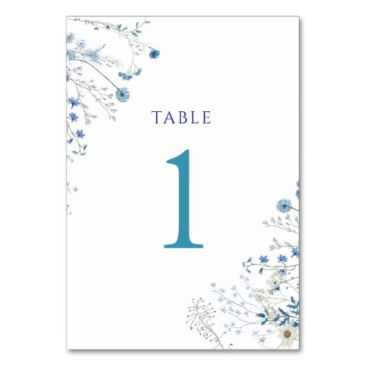 Numéro De Table fleurs sauvages bleu aquarelle Tableau Numéro 1 (Par défaut)