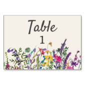 Numéro De Table Fleurs sauvages d'aquarelle Crème violet Mariage (Devant)