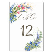 Numéro De Table Fleurs sauvages d'aquarelle et bleuets rustiques (Par défaut)