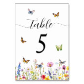 Numéro De Table Fleurs sauvages et papillons Mariages (Dos)