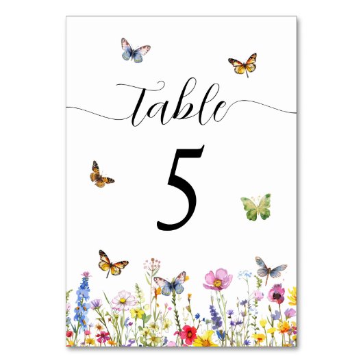 Numéro De Table Fleurs sauvages et papillons Mariages (Par défaut)