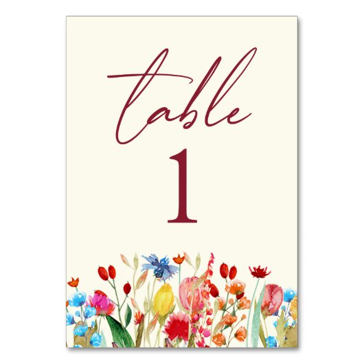 Numéro De Table Fleurs sauvages fleurs sauvages Jardin Floral Mari (Par défaut)