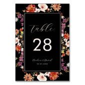 Numéro De Table Fleurs sauvages noires Floral Botanique Bohème Mar (Par défaut)