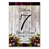 Numéro De Table Fleurs sauvages, ruban et lumières - violet (Dos)