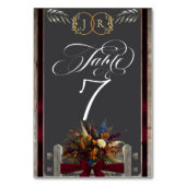 Numéro De Table Fleurs sauvages, ruban et monogramme - Bourgogne (Dos)