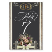 Numéro De Table Fleurs sauvages, ruban et monogramme - Crème (Dos)