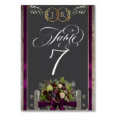 Numéro De Table Fleurs sauvages, Ruban & Monogramme - Prune (Par défaut)