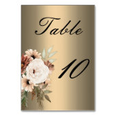 Numéro De Table Fleurs sauvages rustiques sur Elegant Gold Mariage (Dos)
