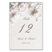 Numéro De Table Fleurs sculptées blanches Mariage (Dos)