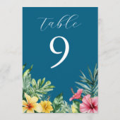 Numéro de table Fleurs tropicales bleues océanique (Dos)