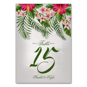 Numéro De Table Fleurs tropicales et Mariage Feuille Tableau NO. C