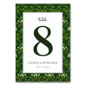 Numéro De Table Fleurs Vertes Élégantes (Dos)