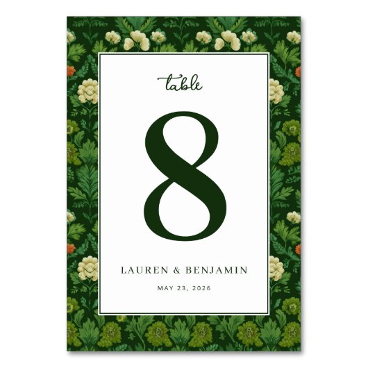 Numéro De Table Fleurs Vertes Élégantes (Par défaut)
