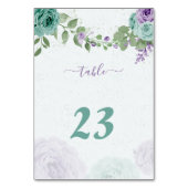 Numéro De Table fleurs violettes bleues verdure botanique (Dos)