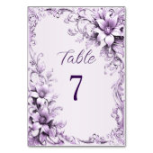Numéro De Table Fleurs violettes élégantes Numéro de tableau (Dos)