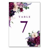 Numéro De Table Fleurs violettes luxuriantes | Mariage romantique (Dos)