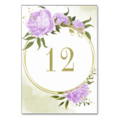Numéro De Table Fleurs violettes romantiques verdure couronne or (Dos)