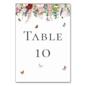 Numéro De Table Fleurs violettes roses avec papillons (Dos)