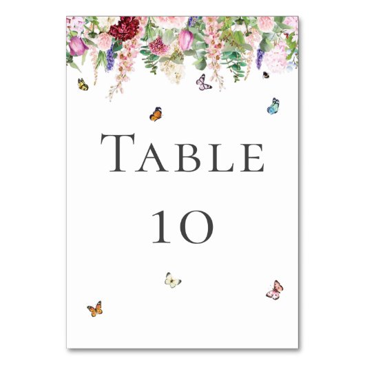Numéro De Table Fleurs violettes roses avec papillons (Par défaut)